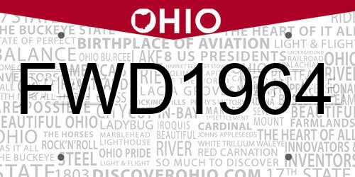 FWD1964 Ohio License Plate