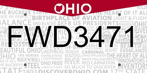 FWD3471 Ohio License Plate