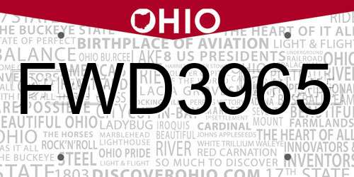 FWD3965 Ohio License Plate