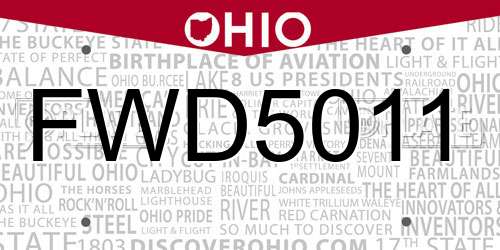FWD5011 Ohio License Plate