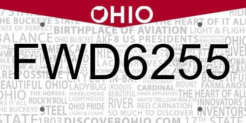 FWD6255 Ohio License Plate