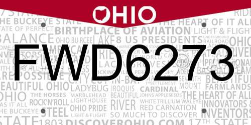 FWD6273 Ohio License Plate