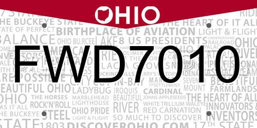 FWD7010 Ohio License Plate