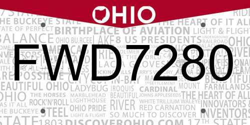FWD7280 Ohio License Plate