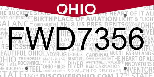 FWD7356 Ohio License Plate