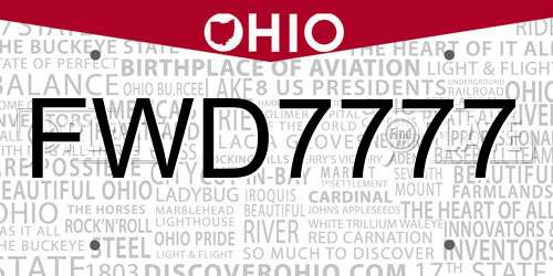 FWD7777 Ohio License Plate