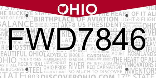 FWD7846 Ohio License Plate