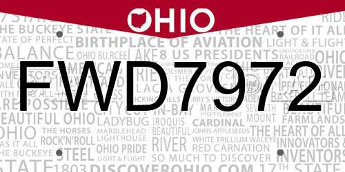 FWD7972 Ohio License Plate
