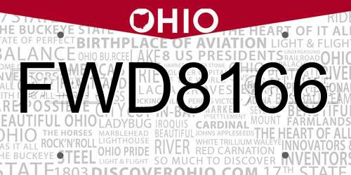 FWD8166 Ohio License Plate