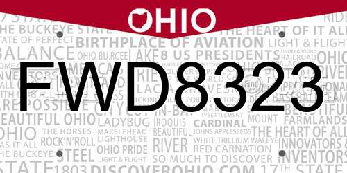 FWD8323 Ohio License Plate