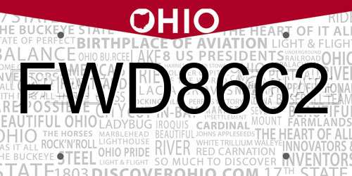 FWD8662 Ohio License Plate