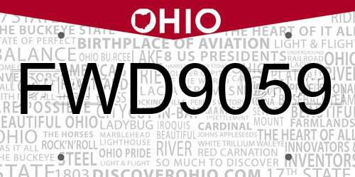 FWD9059 Ohio License Plate