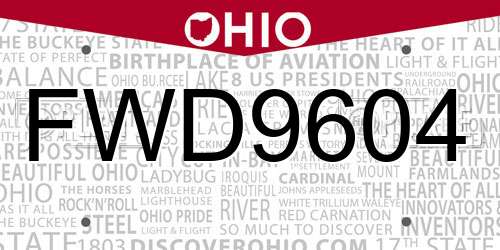 FWD9604 Ohio License Plate