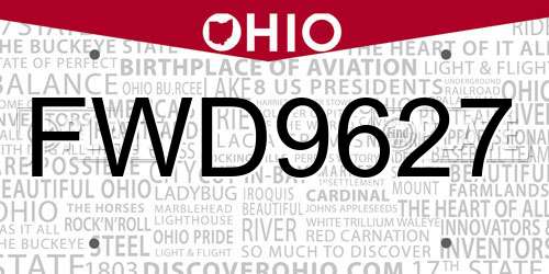 FWD9627 Ohio License Plate