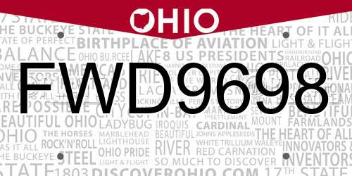 FWD9698 Ohio License Plate