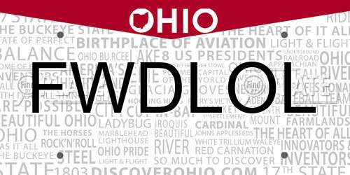 FWDLOL Ohio License Plate