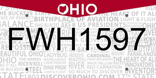 FWH1597 Ohio License Plate
