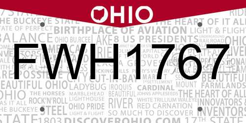 FWH1767 Ohio License Plate