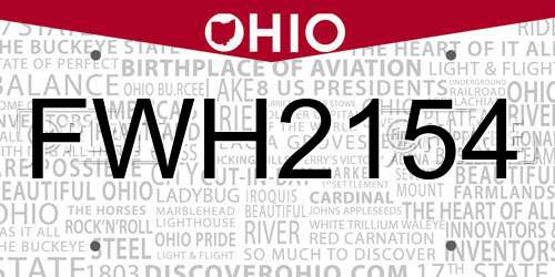 FWH2154 Ohio License Plate