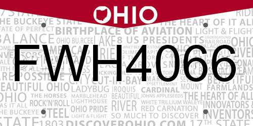FWH4066 Ohio License Plate
