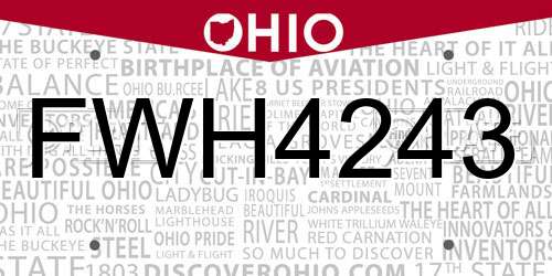 FWH4243 Ohio License Plate