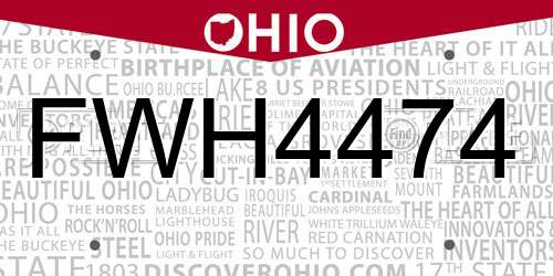 FWH4474 Ohio License Plate