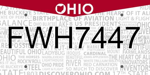 FWH7447 Ohio License Plate