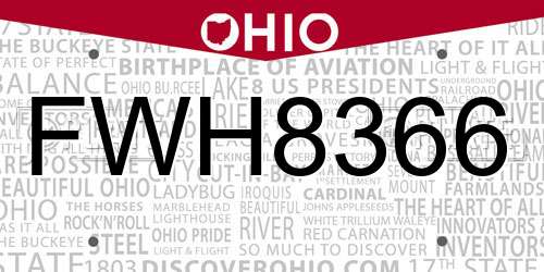 FWH8366 Ohio License Plate