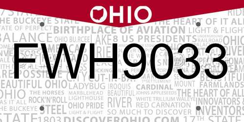 FWH9033 Ohio License Plate