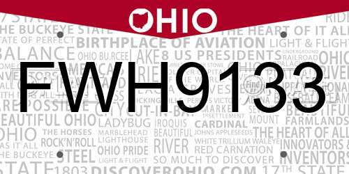 FWH9133 Ohio License Plate