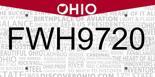 FWH9720 Ohio License Plate