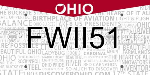 FWII51 Ohio License Plate