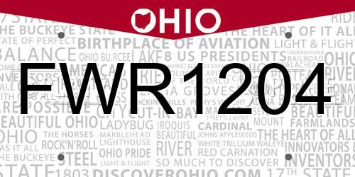 FWR1204 Ohio License Plate