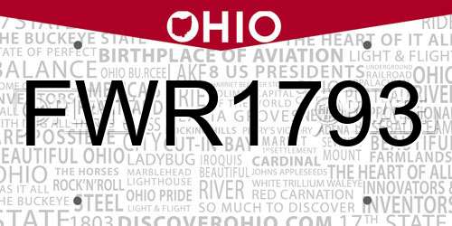 FWR1793 Ohio License Plate