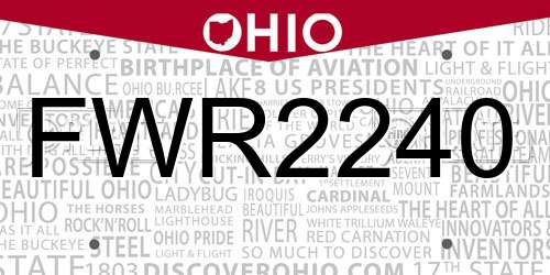 FWR2240 Ohio License Plate
