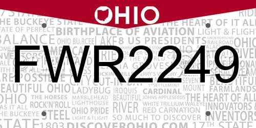 FWR2249 Ohio License Plate