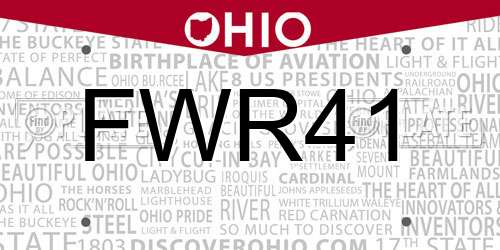 FWR41 Ohio License Plate
