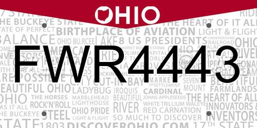FWR4443 Ohio License Plate