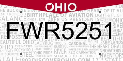 FWR5251 Ohio License Plate