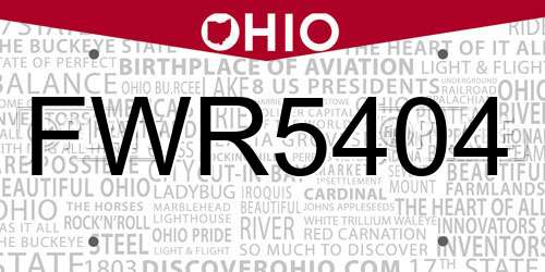FWR5404 Ohio License Plate