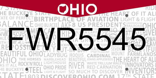 FWR5545 Ohio License Plate