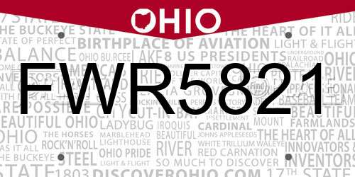 FWR5821 Ohio License Plate