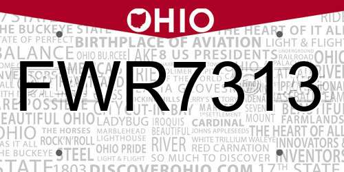 FWR7313 Ohio License Plate