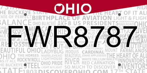 FWR8787 Ohio License Plate