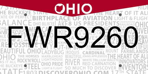 FWR9260 Ohio License Plate