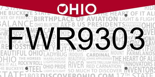 FWR9303 Ohio License Plate