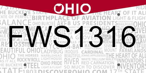 FWS1316 Ohio License Plate