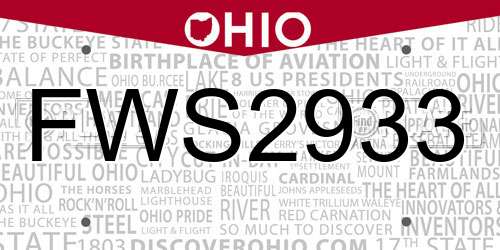 FWS2933 Ohio License Plate