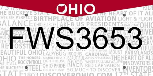 FWS3653 Ohio License Plate