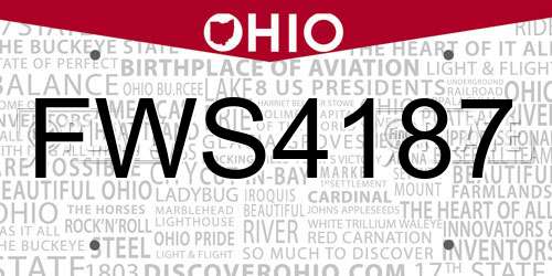 FWS4187 Ohio License Plate